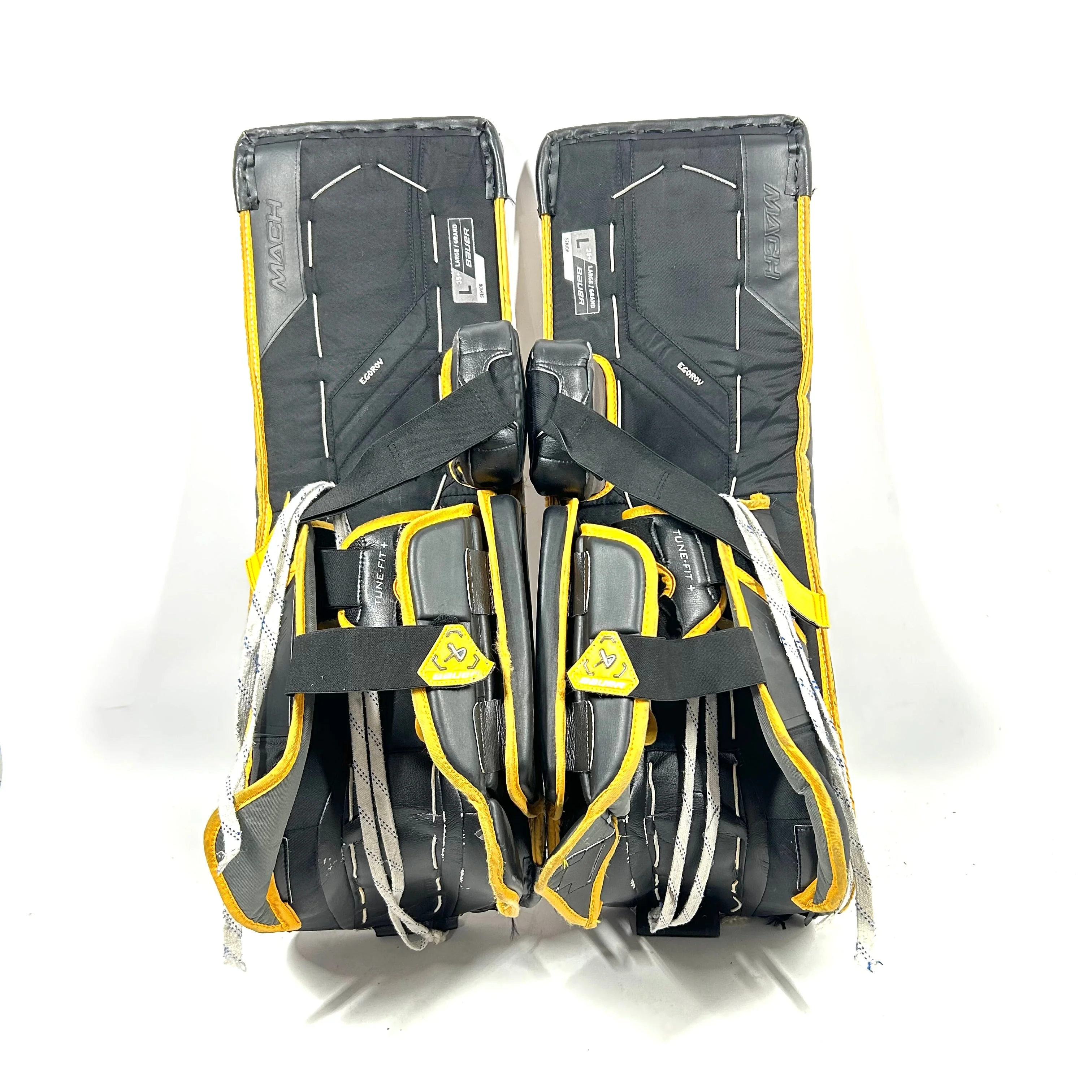 Bauer Supreme Mach - Used OHL Pro Stock Goalie Pads (Yellow/Black/White) - Image 3