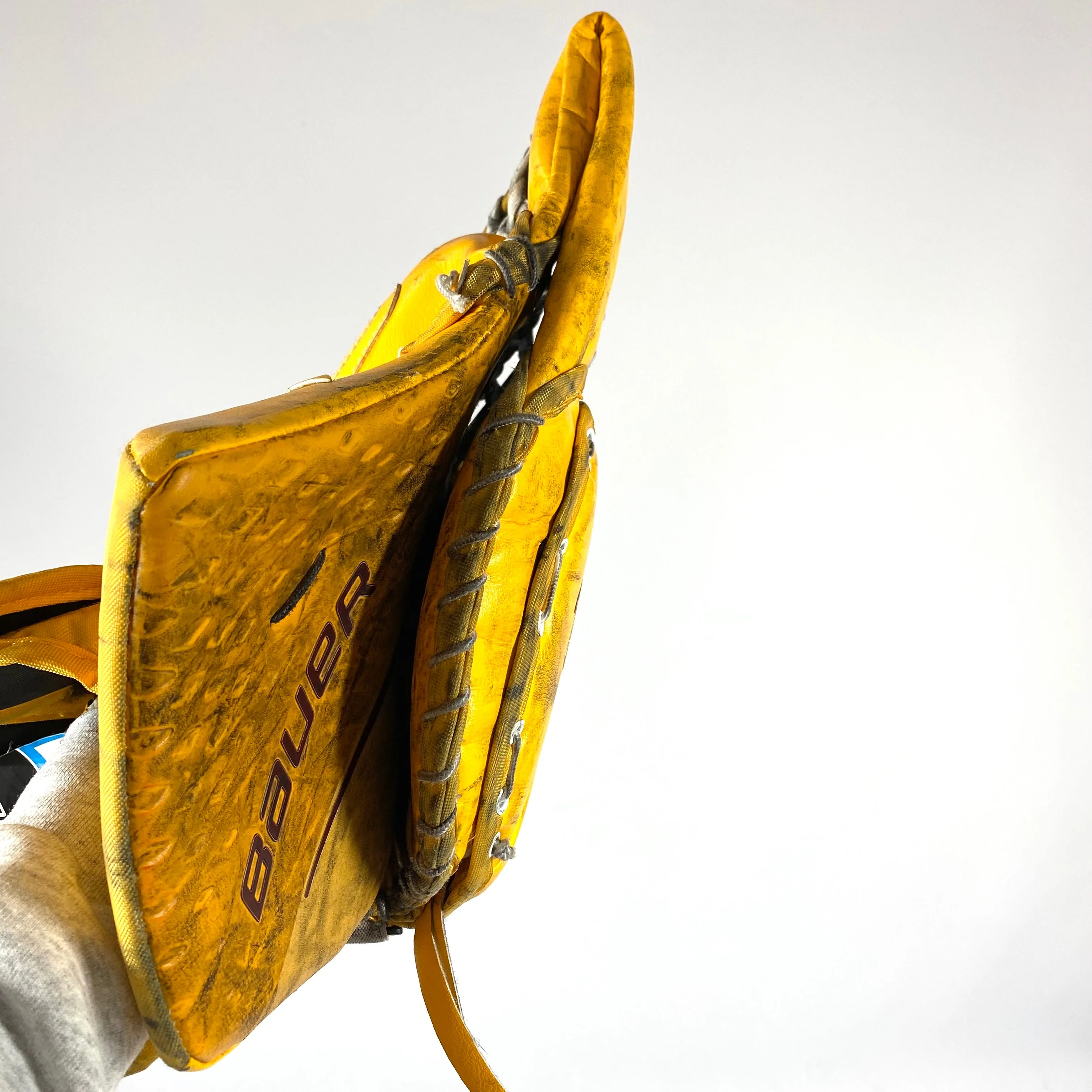 Bauer Vapor 2X Pro - Used Pro Stock Goalie Glove (Yellow/Red) - Image 4