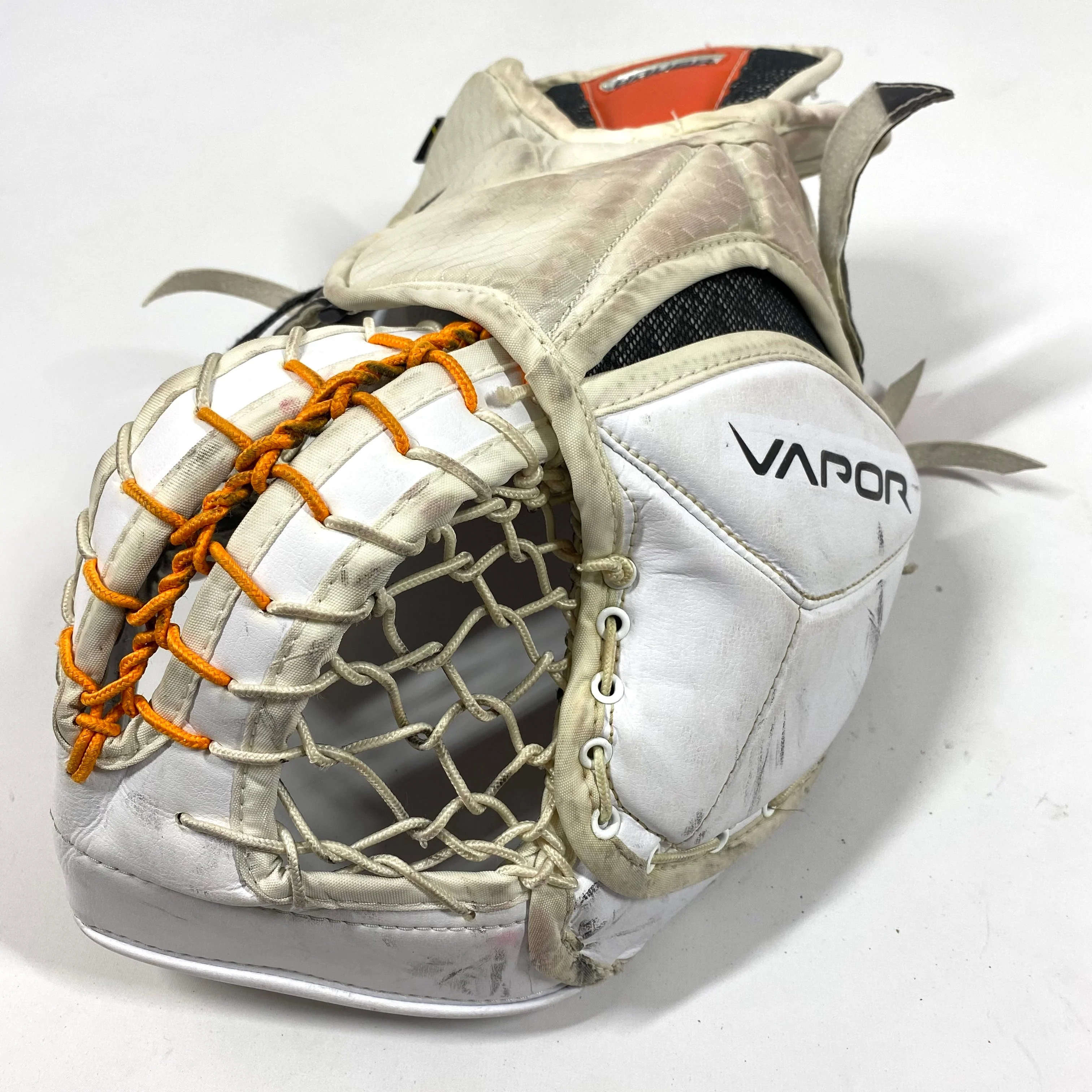 Bauer Vapor Hyperlite - Used Pro Stock Goalie Glove (White/Orange/Black) - Image 3